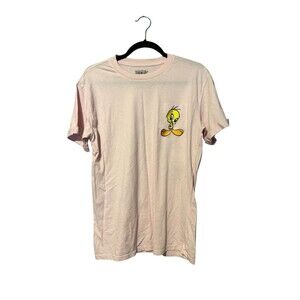 Looney Tunes Tweety Bird T Shirt Size M Juniors Pink Sylvester Bugs Bunny Daffy